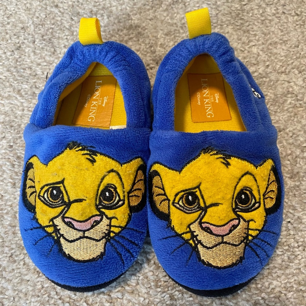 Disney Lion King Simba Blue Velour Non Slip Slippers Kids Size 7/8